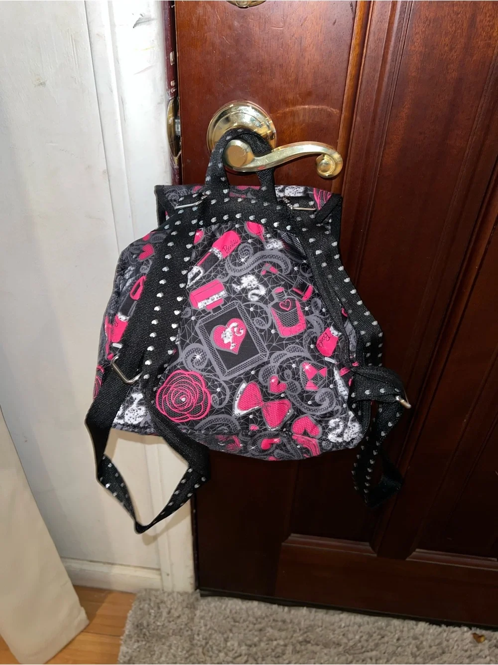 LeSportsac Pink & Black Patterned Women's Backpack artist edition (BARBIE)